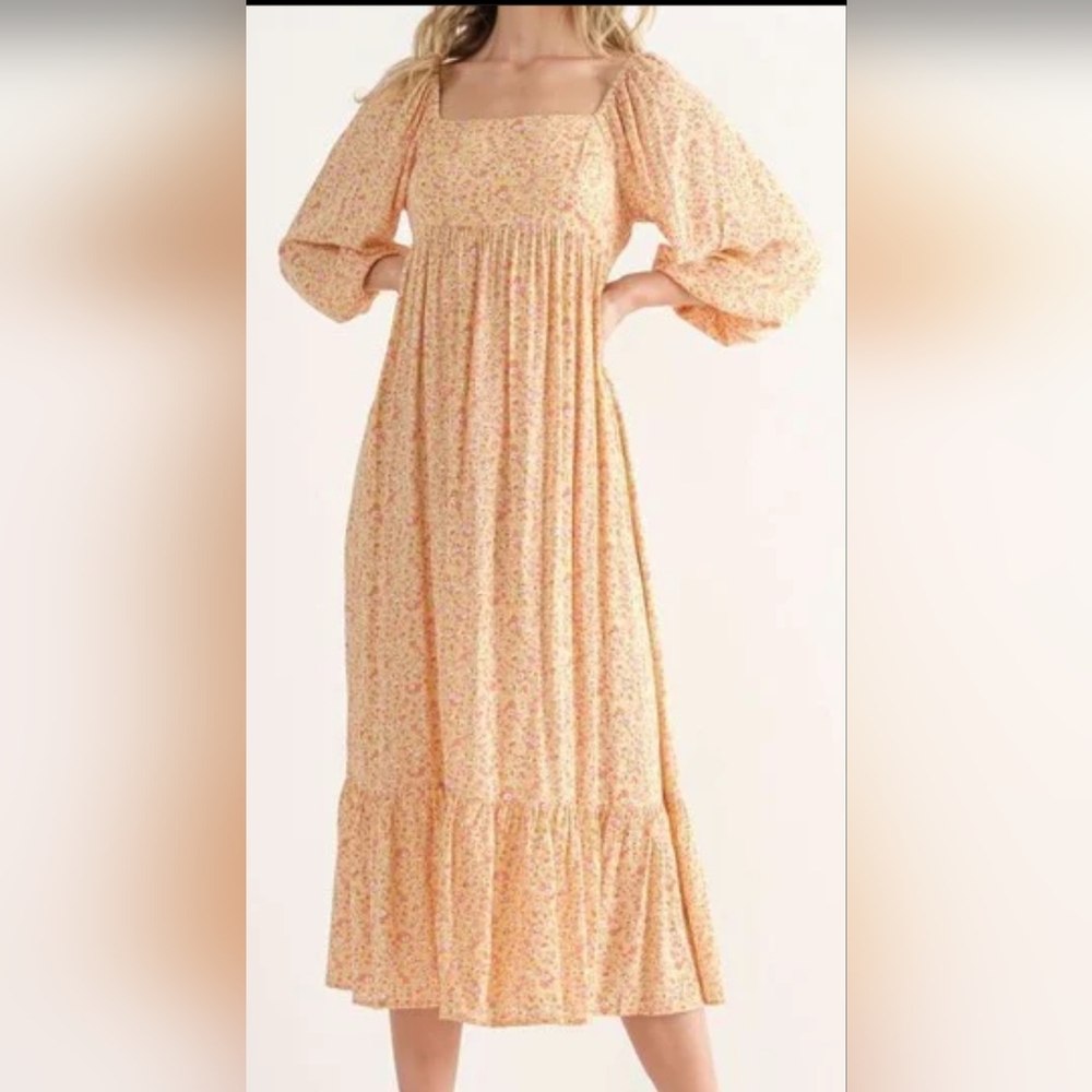 NWT. Riviera Peach Floral Long Sleeve Dress